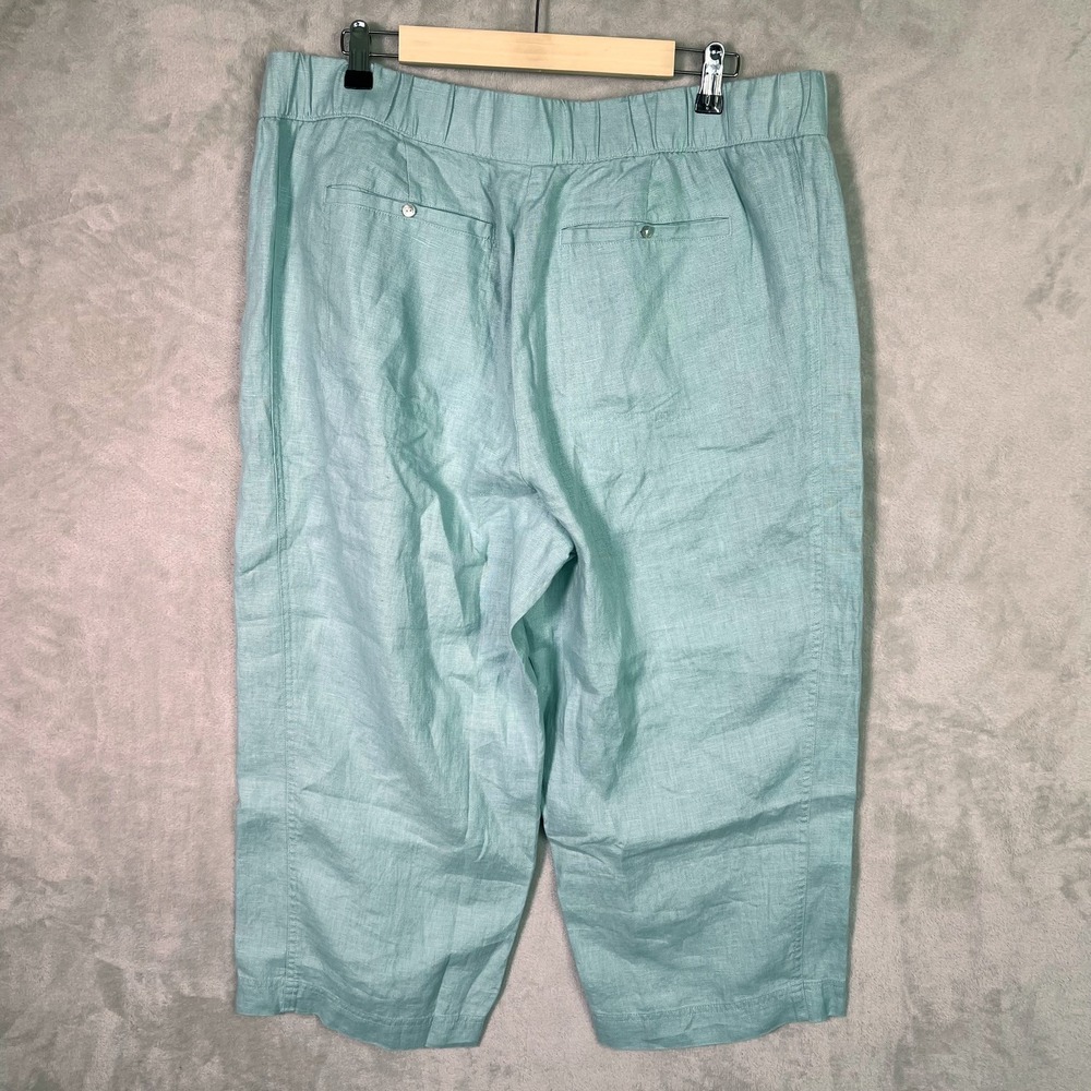 NWTnPure Jill Linen Crop Pants Pull On Elastic Waist Womens XL Lucite Coastal - Picture 2 of 11